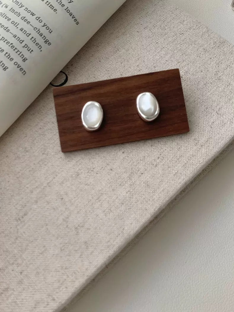 925 오벌 쉘 귀걸이