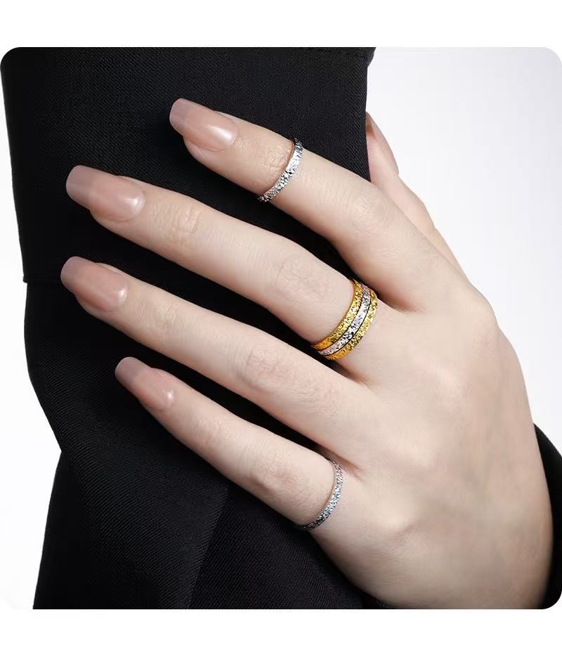 925/14K 플레인 텍스처드 실버 반지