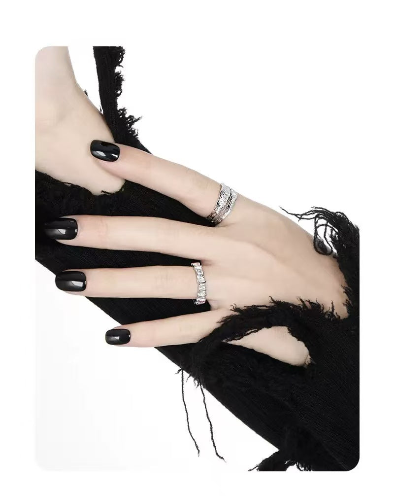 925 羽毛戒指 / 銀鑽戒指