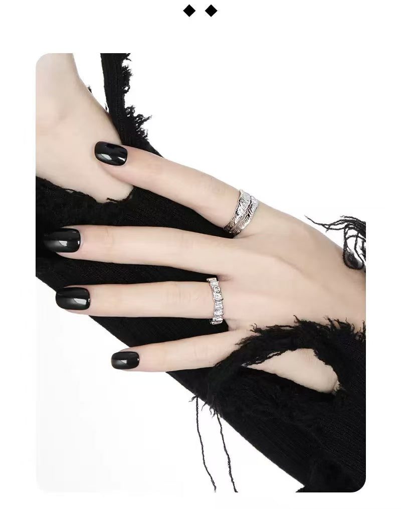 925 羽毛戒指 / 銀鑽戒指