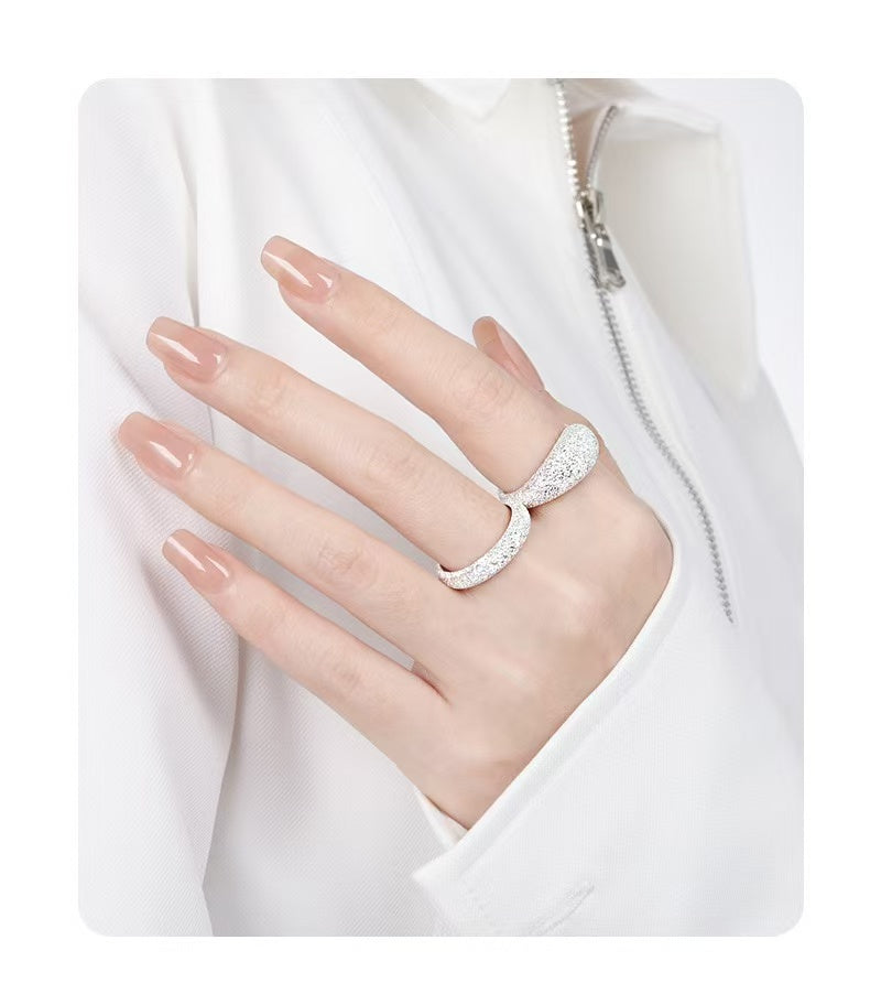 925/14K 스파클링 그레인드 링