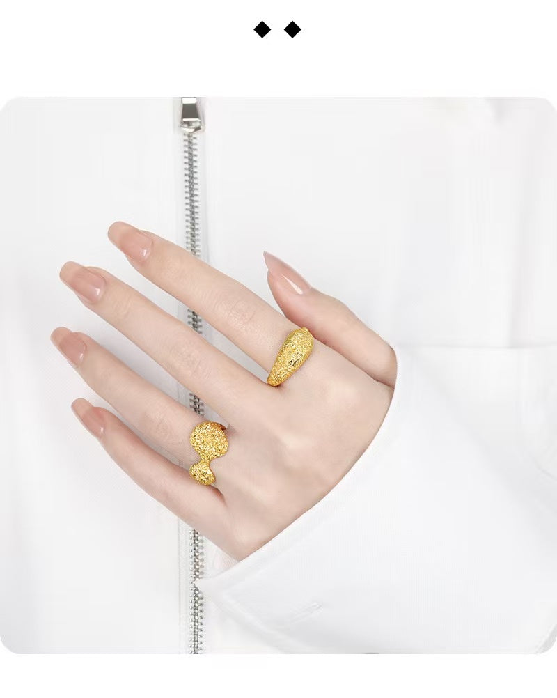 925/14K 스파클링 그레인드 링